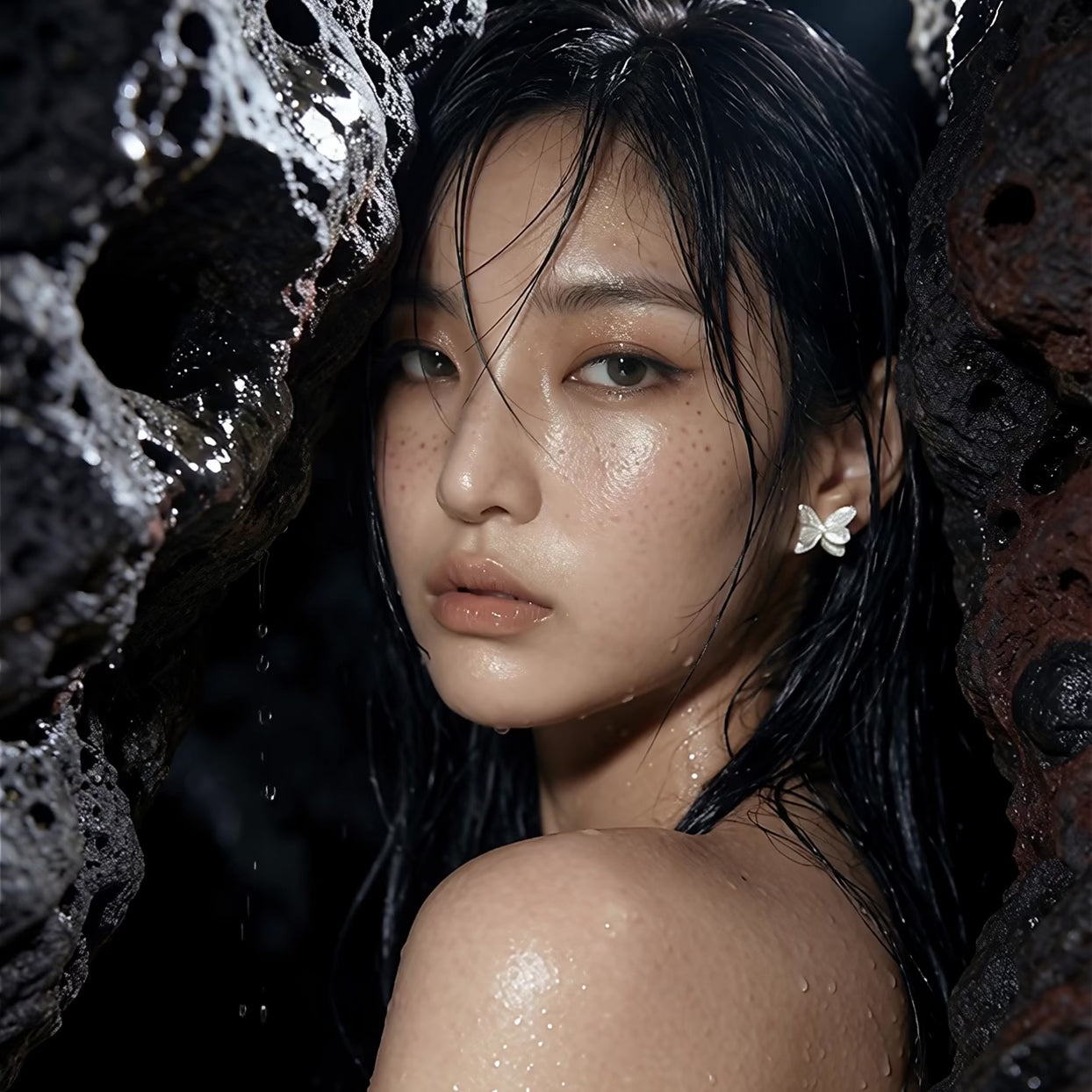 Aenabi butterfly stud earrings